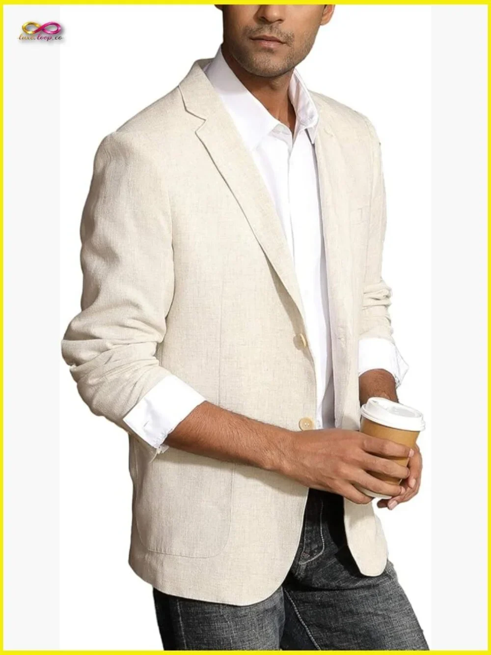 Slim Fit Lightweight Linen Blazer Tailored Sport Coat Classic Casual Elegant